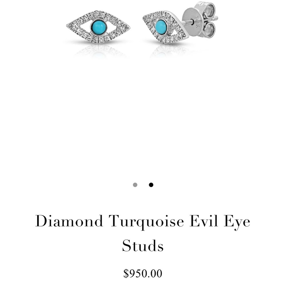 Diamond Turquoise Evil Eye Stud Earrings